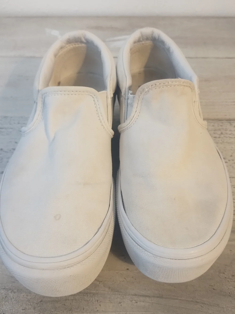 Vans Off The Wall Women's Canvas White Asher Platform ST Slip- On Shoe Sz 7